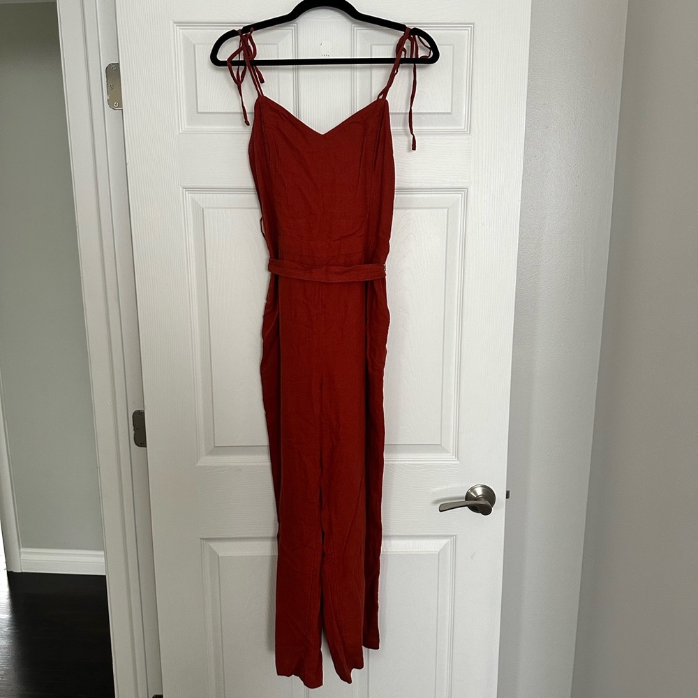 Abercrombie Tie-Strap Linen-Blend Jumpsuit